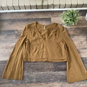 Free People Bell Sleeve Cropped Shirt